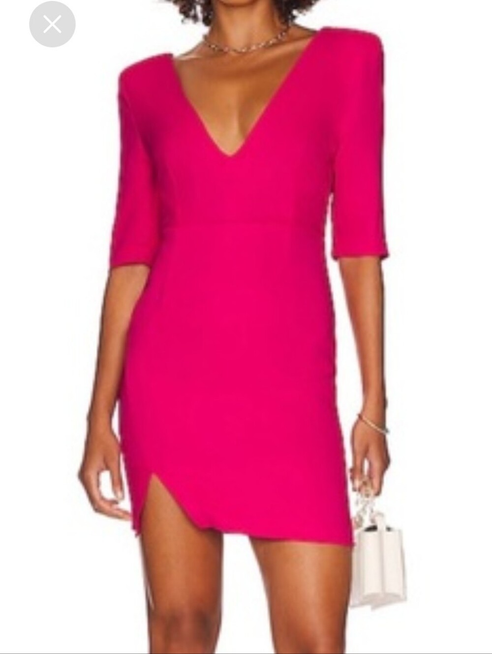 Lita by Ciara Mini Dress Hot Pink Barbiecore Sz L NWOT Plunging V-Neck Italy